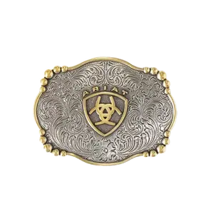 Ariat® Floral Engraved Silver & Gold Belt Buckle A37019