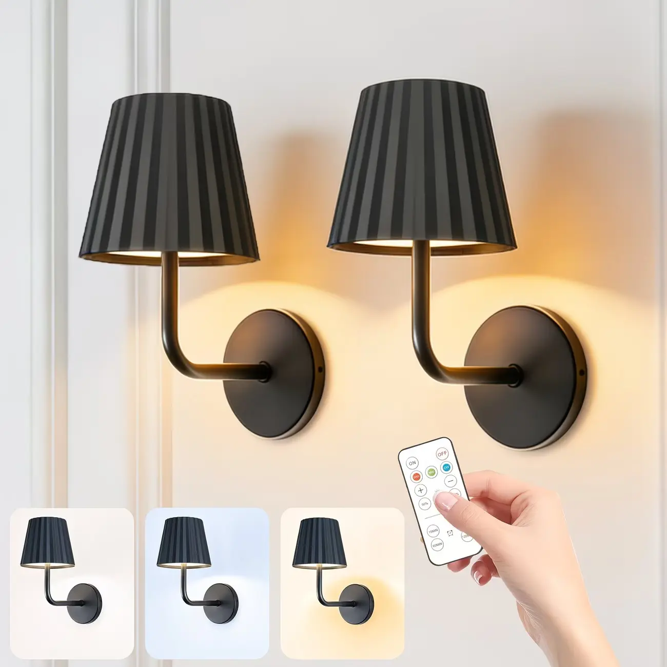 Vintage Bedroom Dimmable Lighting Modes Adjustable Three-Color Rechargeable Wall-Mounted Sconces, Dimmable lamps, Indoor Lighting, USB Charging, 1800mAh LED Headlight, Suitable for Hallways, Bedrooms, Living Rooms