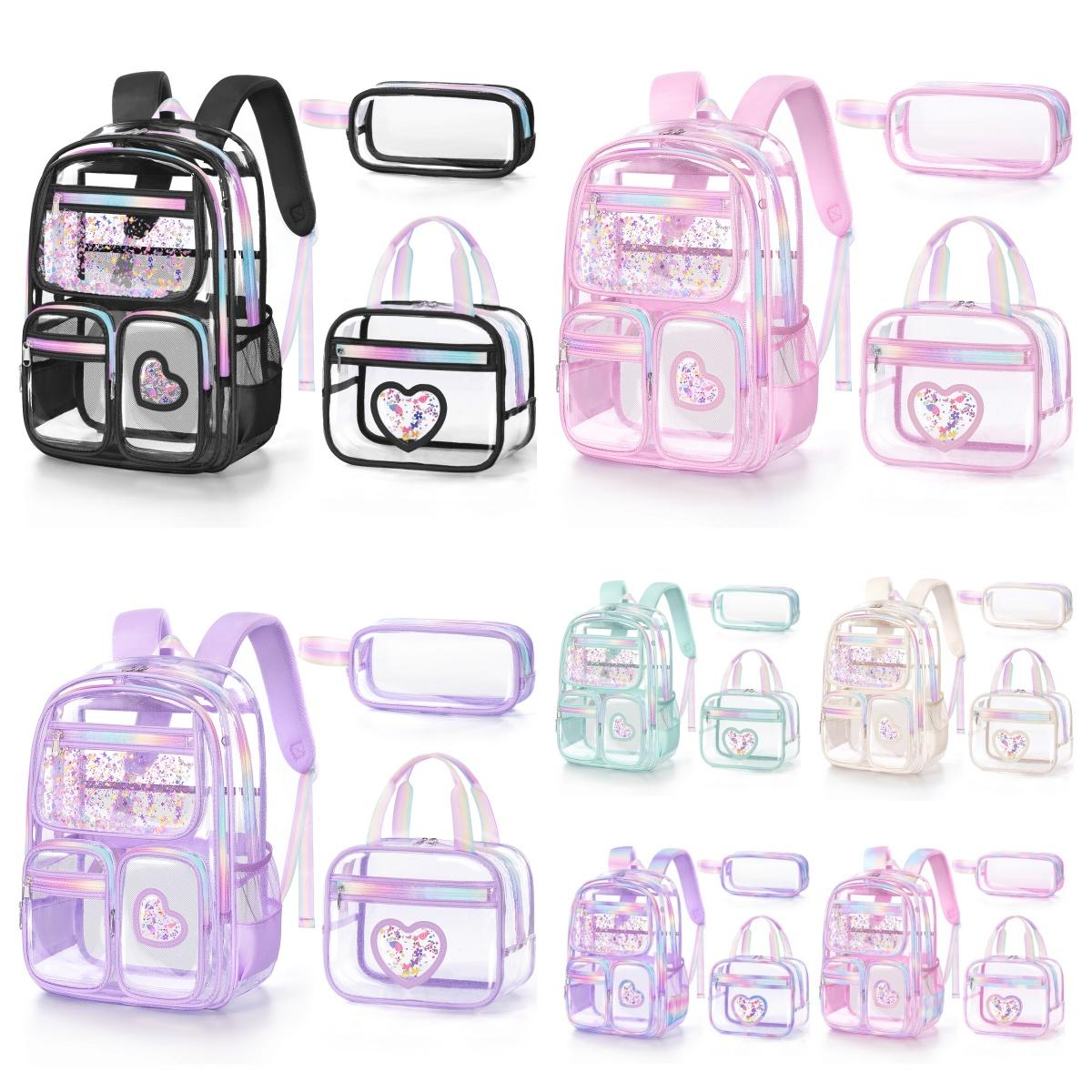 Fimibuke Clear Backpack with Lunch Box & Pencil Case 3PCS Heavy Duty Transparent PVC Schoolbag Large Waterproof Bookbag for Travel School Concert Stadium Events Backpacks Fimibuke Clear Backpack with Lunch Box & Pencil Case 3PCS Heavy Duty Transparent PVC Schoolbag Large Waterproof Bookbag for Travel School Concert Stadium Events Backpacks