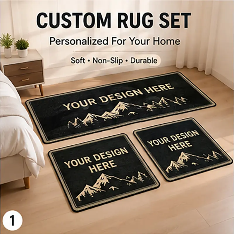 decorative rugCustom Rug Set Personalized Area Rug and Bath Mat, Non-Slip Floor Mat, Custom Name Photo Logo Rug for Bedroom Bathroom Living Room Home Decor