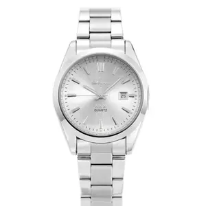 1pc Men Water Resistant Quartz Watch in sliver