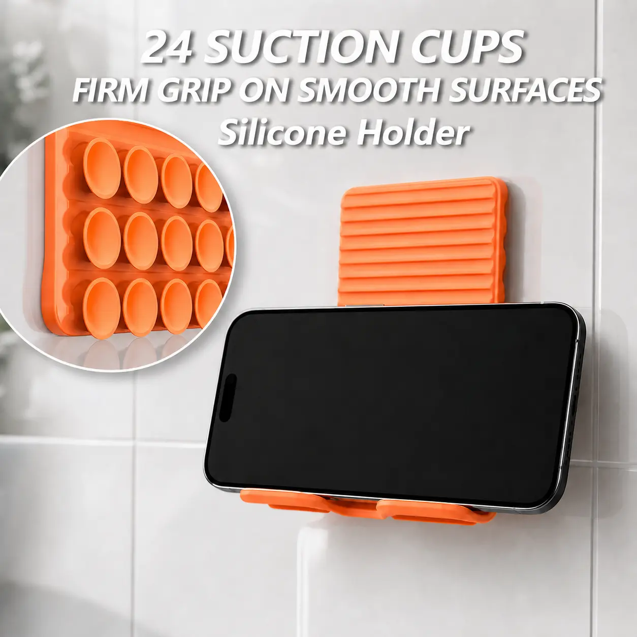 Upgraded Silicone Suction Cup Smartphone Holder - Compact, Handy, Adjustable, Foldable Anti-Slip Desk Stand, Portable Mobile Accessory for iPhone, Samsung, iPad