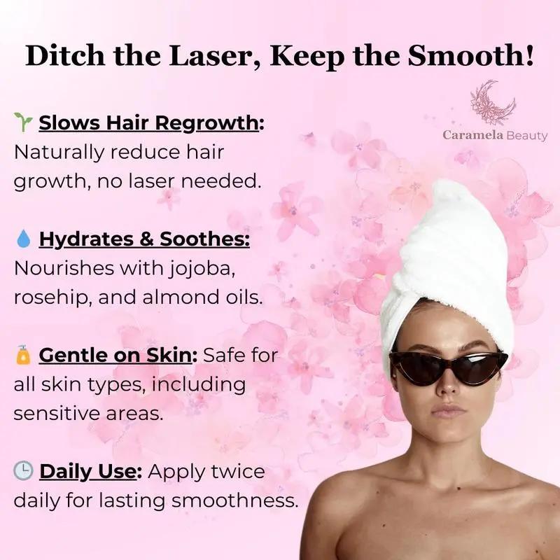 Caramela Beauty 60ml Cyperus Rotundus Oil – Natural Gentle Hair Inhibitor & Soothing Skin Care Serum for Long-Lasting Smoothness