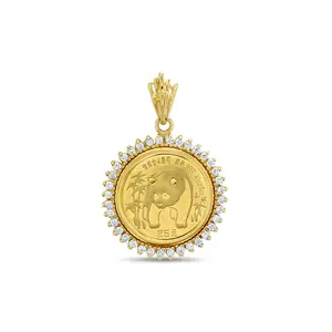 1986 Gold Panda Coin Necklace with Diamond Halo .75cttw