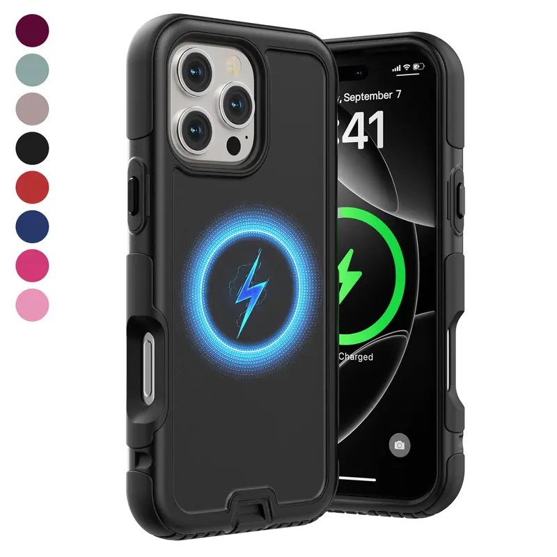 OREKROY Military Grade 3-Layer Rugged MagSafe Case for iPhone 17/16/15/14/13 Pro Max, Heavy Duty Armor Shockproof Protection Accessory with Magnetic Wireless Charging Compatibility, Accessories, Wireless Charging Compatible