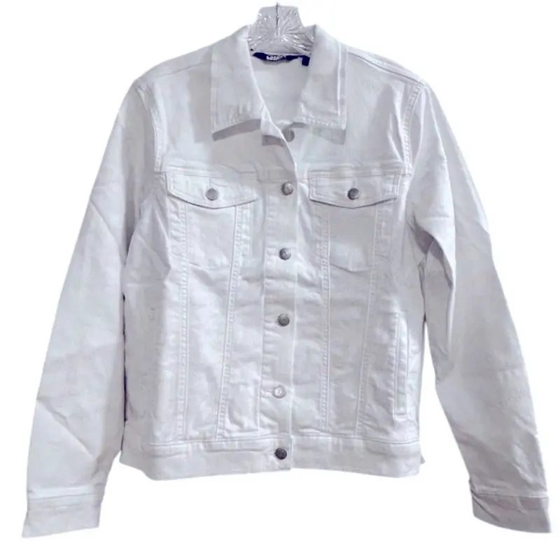 White Lands End Denim Jacket Classic summer Style for Everyday Wear