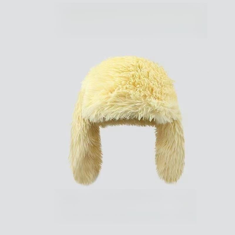Cute Fluffy Rabbit Ear Design Caps, White Caps, CasuaSoft Plush Warm Beanie Hat for Women & Men, FashionAccessories for Daily Wear, Funny Bunny Hat