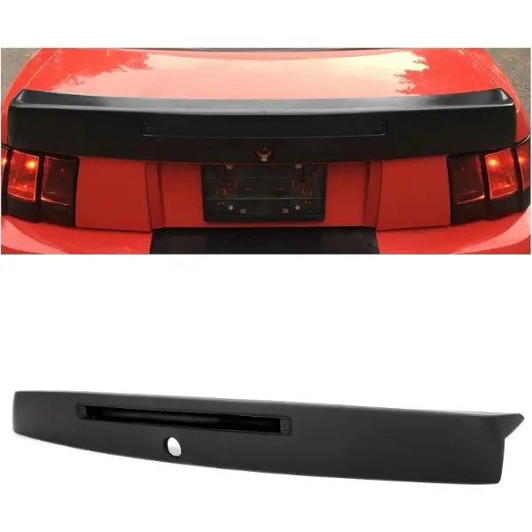 Rear Trunk Spoiler Compatible with 1999-2004 Ford Mustang CBR Style Trunk Spoiler Lip w/Brake Light Hole, Cobra SVT Style Unpainted Black