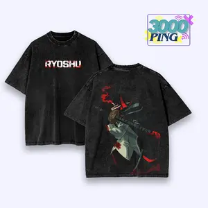 Limbus Company Ryoshu Vintage Bootleg Inspired Wash Tee, Retro Anime RPG Gaming Graphic Unisex T-Shirt, Project Moon Heroine Heavyweight Sweatshirt, Y2K Glowing Gold Nostalgia Oversized Streetwear Hoodie And Tank Top Apparel