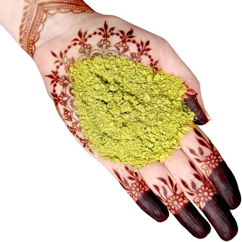 Suraja Organic Rajasthani Henna Powder - Silky, All Skin Types, Safe for Body Art Temporary Tattoos & Natural Hair Color Cosmetic Makeup with Lavender Designs