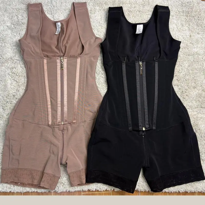 Women's High-Waist Solid Color Zipper Corset Compression Shapewear Romper, Lady's Tummy Control Girdle Clothes for Daily Wear