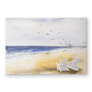 Begin Home Decor CODM1724YARYN3 17 x 24 in. Day at the Beach Door Mat - White Illustrative Home Decor