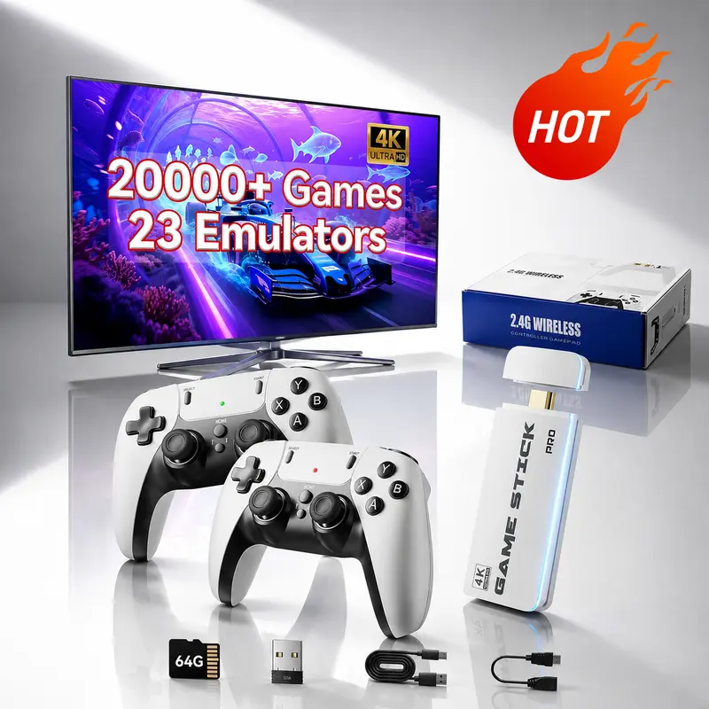 2026 New Retro Gaming Console, Built-in Games, 2 Wireless Controllers, 4K HDMI Output, Plug & Play, Perfect for Family Game Night,Halloween Christmas New Year Gift