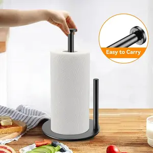 Roll Paper Holder/kitchen Paper Holder, Premium Stainless Steel Kitchen Roll Dispenser, Countertop Roll Organizer with Weighted Base, Durability