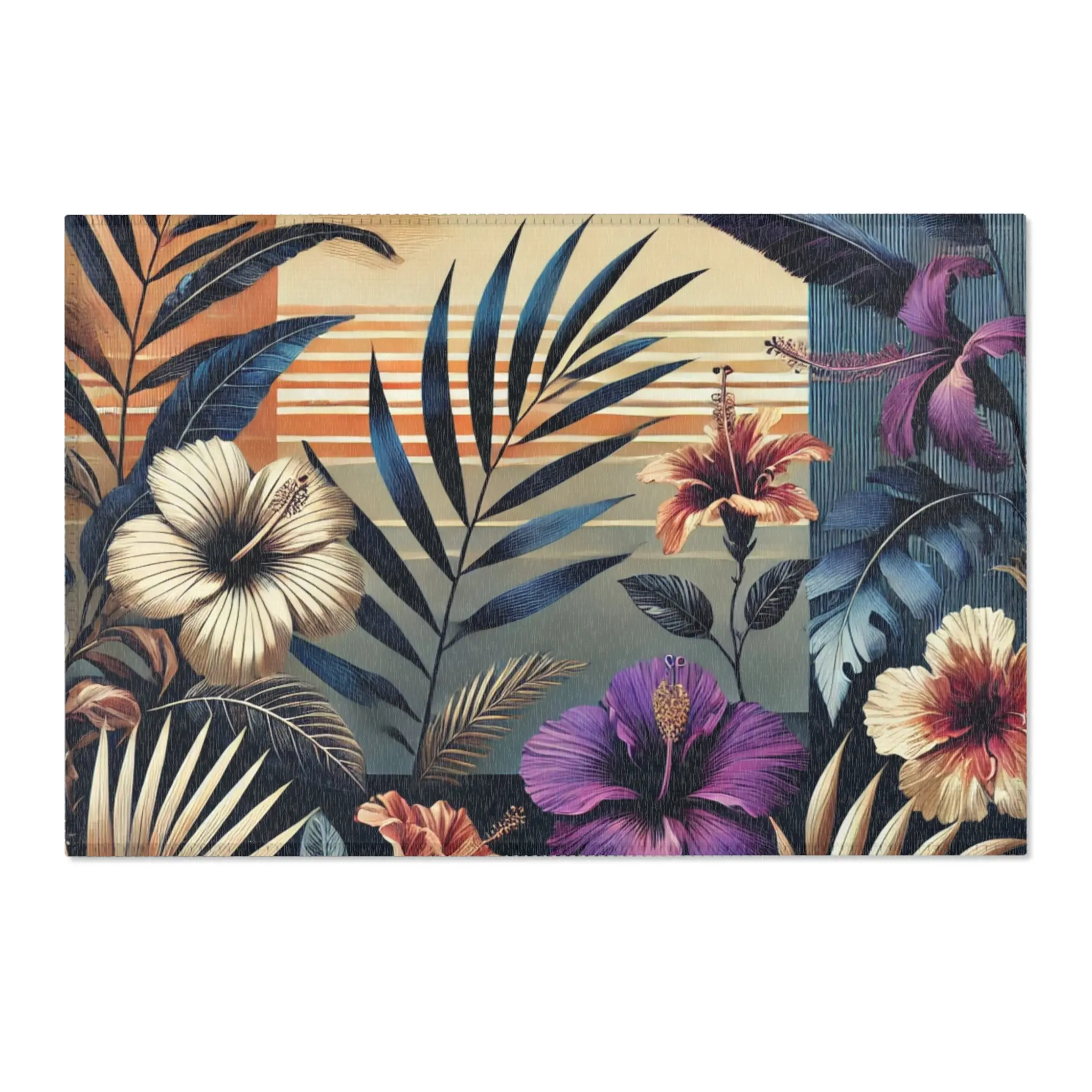 Exotic Hibiscus Haven Area Rugs Room Rug - Elegant Design with Vibrant Color Options