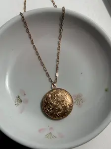 Circle Floral Locket Necklace