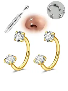 Shiny Cz Horseshoe Nose Ring, Threaded Septum Ring, Stainless Steel 20 Gauge 8mm, Perfect for Nose, Cartilage, Conch, Helix Piercing, Nose Piercing Jewelry