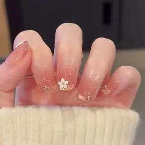 Short Fake Nail, 30pcs/set Flower Pattern Press on Nails with 1 Count Nail File & 1 Count Sticker Sheet, Removable Nail Art Artificial Full Cover