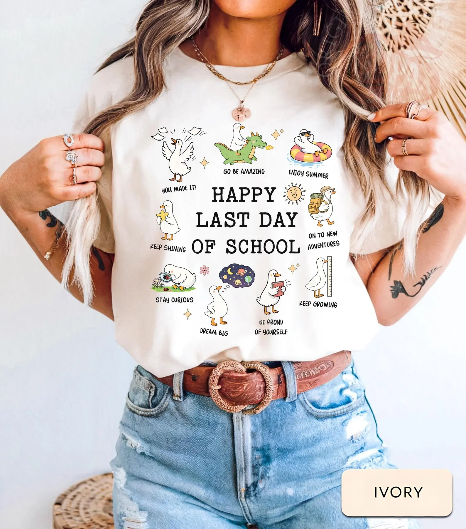 Last Day of School Shirt Goose Teacher Shirt Happy Last Day of School Tee End of School Year Shirt Student Graduation Shirt Teacher Gift