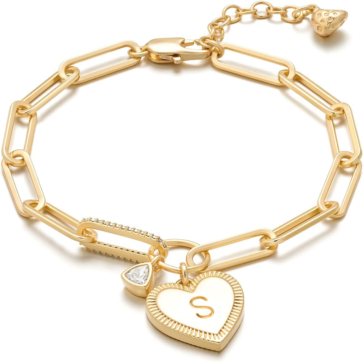 Fettero Valentines Day Gifts for Women - Gold Initial Bracelets for Women Trendy Gold Plated Heart Letter A-Z Charm Bracelets Paperclip Chain Personalized Jewelry Birthday Gifts for Her Fettero Valentines Day Gifts for Women - Gold Initial Bracelets for Women Trendy Gold Plated Heart Letter A-Z Charm Bracelets Paperclip Chain Personalized Jewelry Birthday Gifts for Her