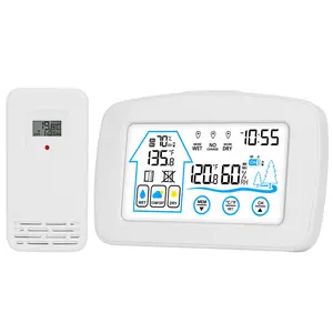 Wireless Weather Station With Clock 196FT Range Indoor Outdoor Thermometer Sensor Temperature and Humidity Monitor Humidity Forecast Battery Powered B,summervibes