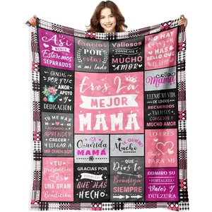 Flannel Blanket |Soft Warm Flannel Blanket For Mom, Heartwarming Gifts From Daughter Son, Best Mama For Christmas Birthday Mothers Day Valentine, Cozy For Bed Couch Sofa Living Room Bedroom| Home & Gift