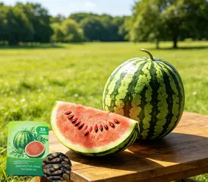 50 Pcs Watermelon Seeds, Non-GMO Annual Fruit Plant, Easy Grow, Sweet Crisp Red Flesh for Backyard Garden Outdoor Planting