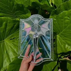 Framed Dragon Dagger Stained Glass Piece