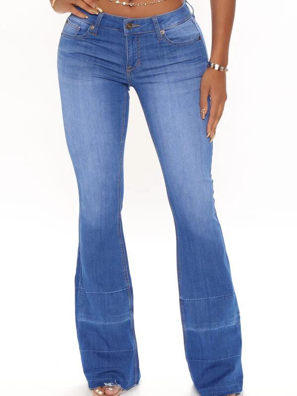 Janis Super Soft Low Rise Flare Jeans - Blue Wash