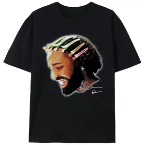 Drake FATD "For All The Dogs" Drizzy-" Heavy Cotton Graphic T-Shirt Tshirt Shirt HipHop Rap Tee Casual Classic Menswear Retro Top Vintage Comfy Streetwear Crewneck Shortsleeve Smooth Underwear Rap Star Round Neck Black Tropical