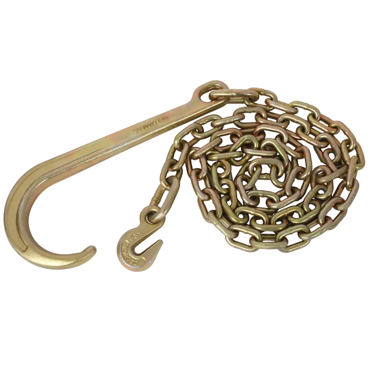 6 FT Grade 70 Zinc-Plated Alloy Steel Tow Chain, 5/16" Forged J-Hook & Grab Hook, for Flatbed Vehicle Hauling & Tow Truck Operators