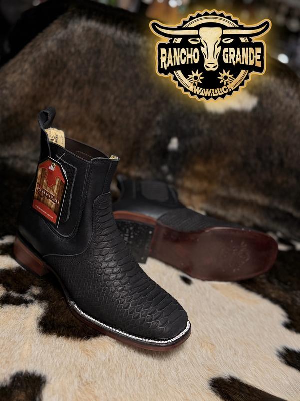 Botines Negros con diseno Incrieble para Hombre Estilo Rodeo Punta Cuadrada / Chelsea Boots Ankle Square Toe Black with Incredible design