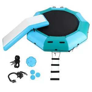 Floating Inflatable Water Trampoline for Lake, Pool, and Ocean, Complete Set with Bounce Surface and Accessories, Family Fun for Adults and Kids