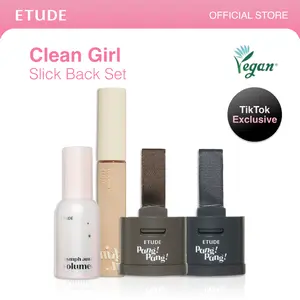[ETUDE Official] Clean Girl Slick Back Set | Nymph Aura Volumer + Big Cover Skin Fit Concealer Pro Set + Pang Pang Hair Shadow #01 Dark Brown, #03 Natural Black | Hairline Cover | Glass skin | diamond makeup