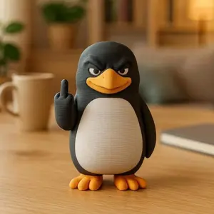 Funny Middle Finger Penguin Figurine, Novelty Animal Statue Home Decor for Desk & Shelf