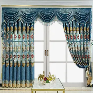 2pcs/set European Style Chenille Hollow Embroidery Curtains, Blackout Curtains, Suitable For Living Room Bedroom