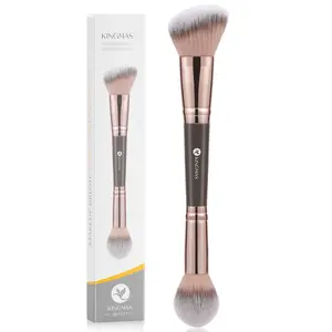 Foundation Makeup Brush, Double-ended Angled/Round Top Contour Brush for Beauty Blending Liquid Powder, Concealer Cream Cosmetics Blush Makeup Brush (Brown)