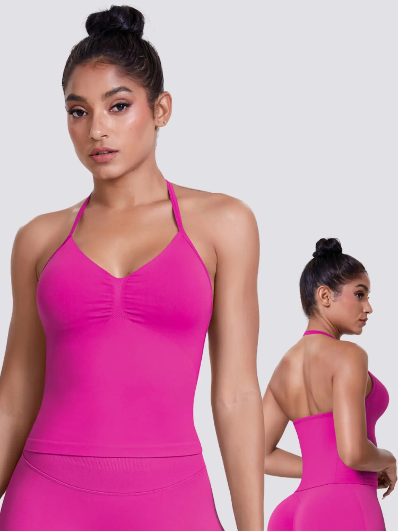 Women's Sexy Sleeveless Yoga Workout Vest Top, Thin Strap Halter Neck Tank, Sports Singlet, Solid Color Running & Pilates Wear, Comfortable Sportswear