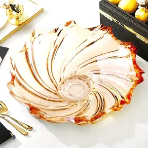 1pc, exquisite large-size heavy crystal glass fruit plate, high-end atmospheric fruit, snacks and desserts storage container, suitable for parties and festivals, Salad Serving Plates
