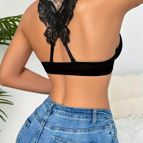 Women's Front Closure Underwire Push Up Lace Bra - Bras with Underwire, Black, Anti-Sag, Side Support, Breathable, Adjustable Straps, Sexy Butterfly Back, Free Transparent Straps - for Party Outfits, Halloween, Thanksgiving, Romance, Hawaiian Occasions