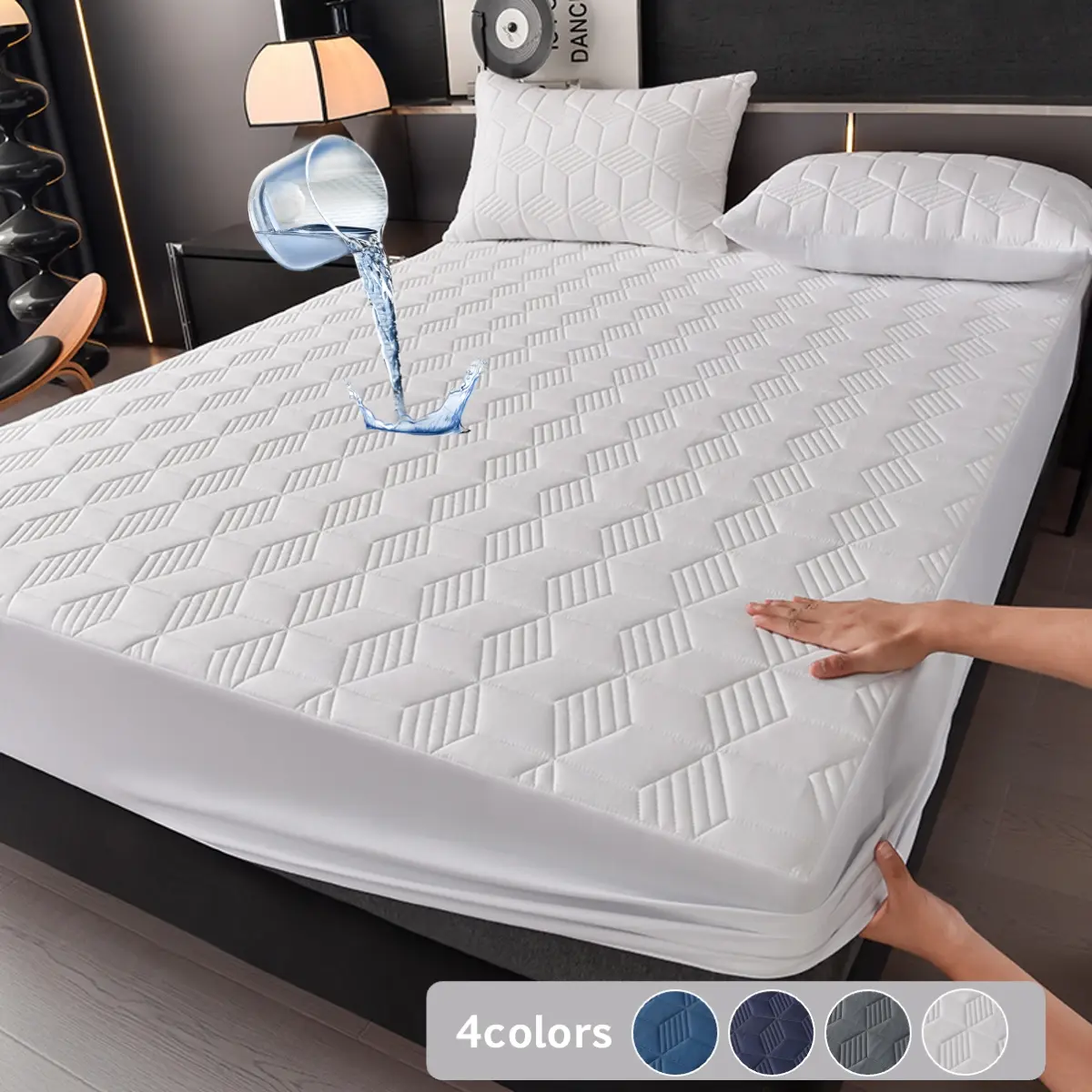 2/3 Piece Waterproof Mattress Protector Set, Breathable Mattress Pad with Deep Pocket (6"-18") Soft Fitted Sheet, Noiseless, Breathable, Stain-Resistant, Washable Quilted Mattress Cover for Bedroom, Guest Room, Dorm, Kids, Pets – Includes Pillowcases
