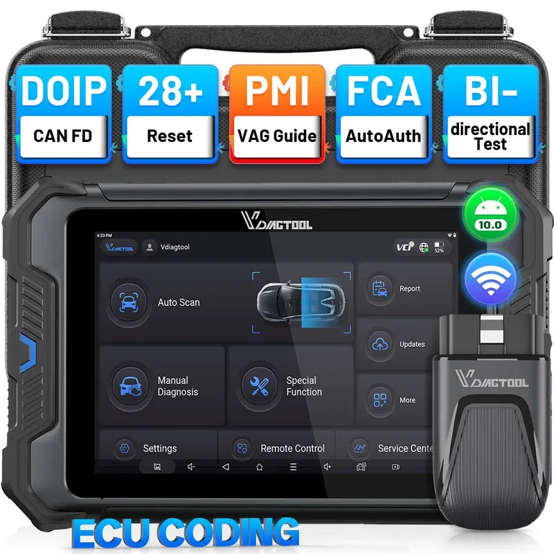 VDIAGTOOL VD80BT Lite Bidirectional Car OBD2 Scanner Full System Diagnostic Tool - with DOIP, CAN FD, PMI, FCA, Reset, VAG Guide, Bi-Directional Test for Vehicle Repairs, Father's Day Gift