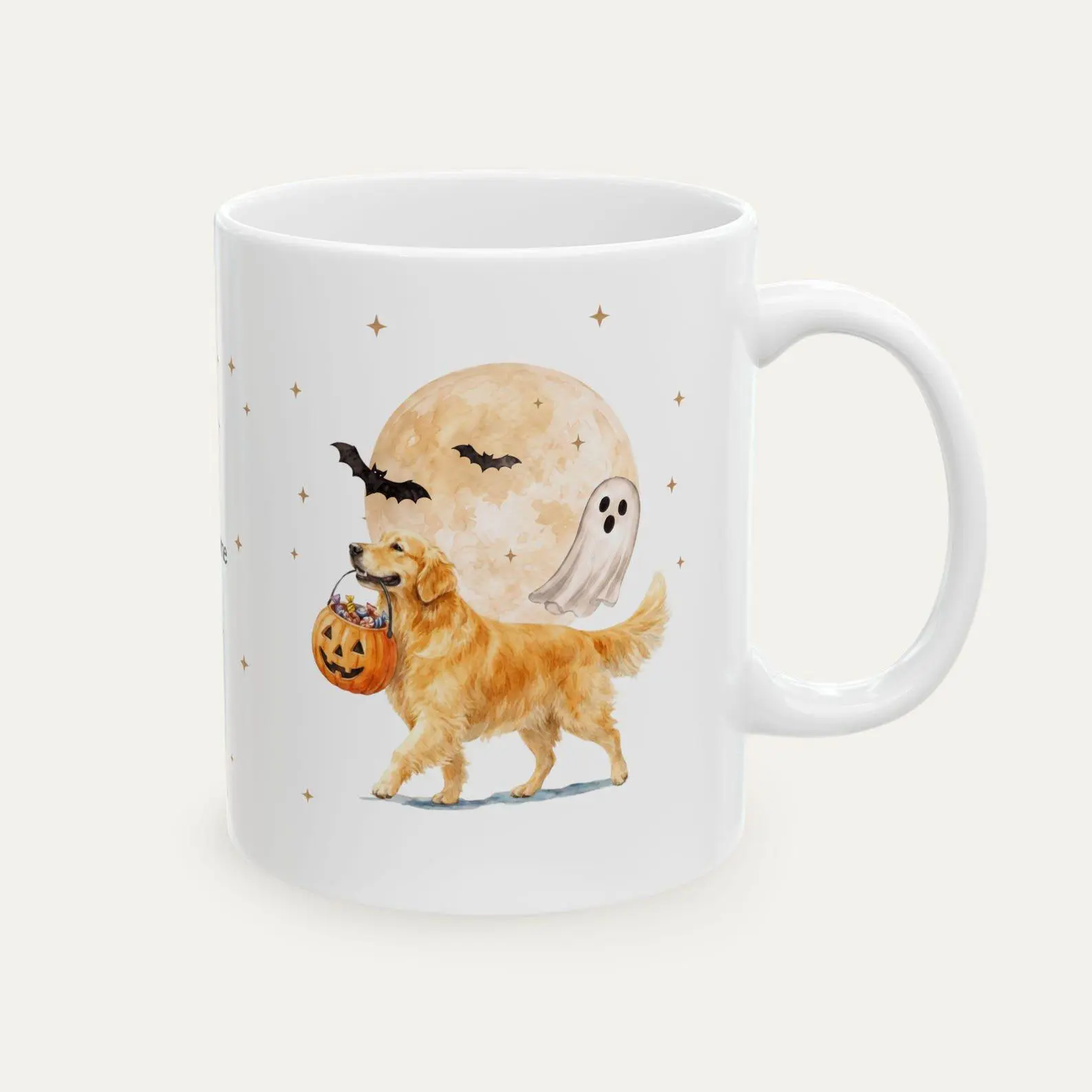 Custom Name Golden Retriever Halloween mug