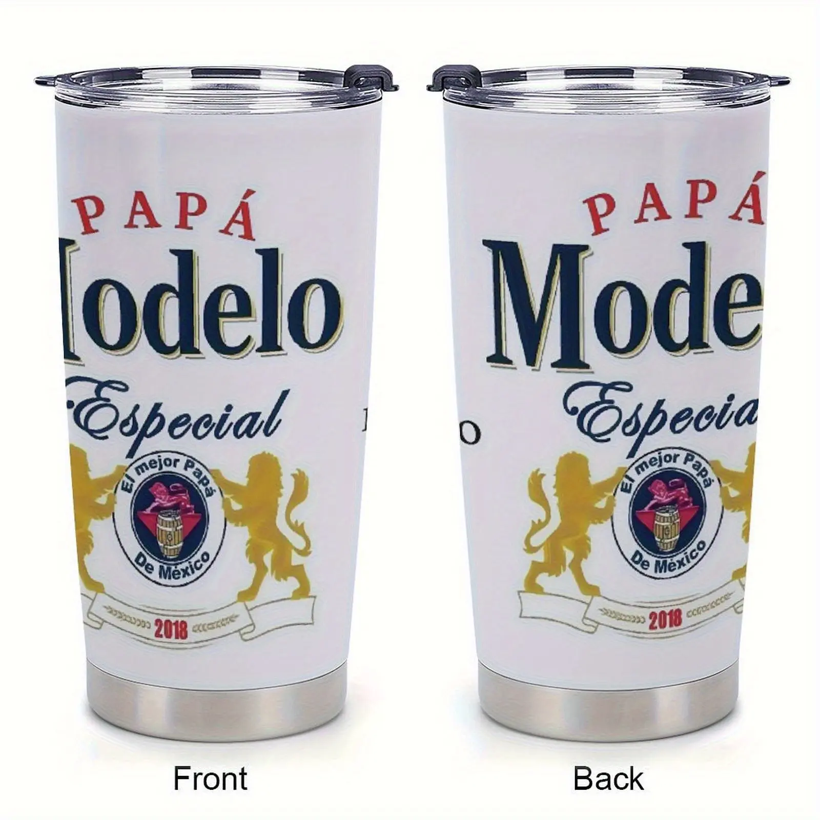 Papa Modelo Special 20oz Stainless Steel Tumbler with Lid - Reusable, Shatterproof Metal Water Bottle, Car Cup Holder Compatible, Ideal Gift for Adults