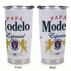 1 Papa Modelo special 20-oz stainless steel cup with lid - reusable, shatterproof metal water bottle, fits in car cup holders, perfect gift for adults, sippy