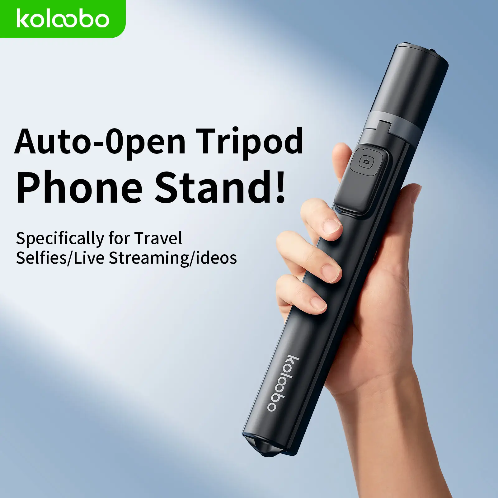 Koloobo 70-inch Automatic Phone Tripod with 360° Rotatable Alloy Alloy Aluminium Selfie Stick Remote for 4-7 Inch Smartphones Travel Black White