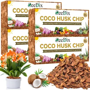 4 Pack Coco Husk Chips for Plants, 100% Organic Chips Mulch with Low EC & PH, All Purpose for Indoor Plant Flowers Herbs Vegetables, Reptiles Terrarium Tanks Substrate(4.4LB)