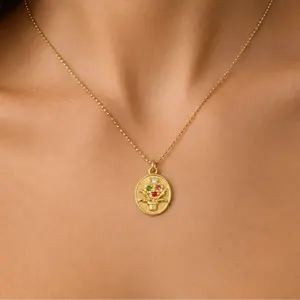 EVRY JEWELS Gold or Silver Plated Stainless Steel Women's Posie Necklace