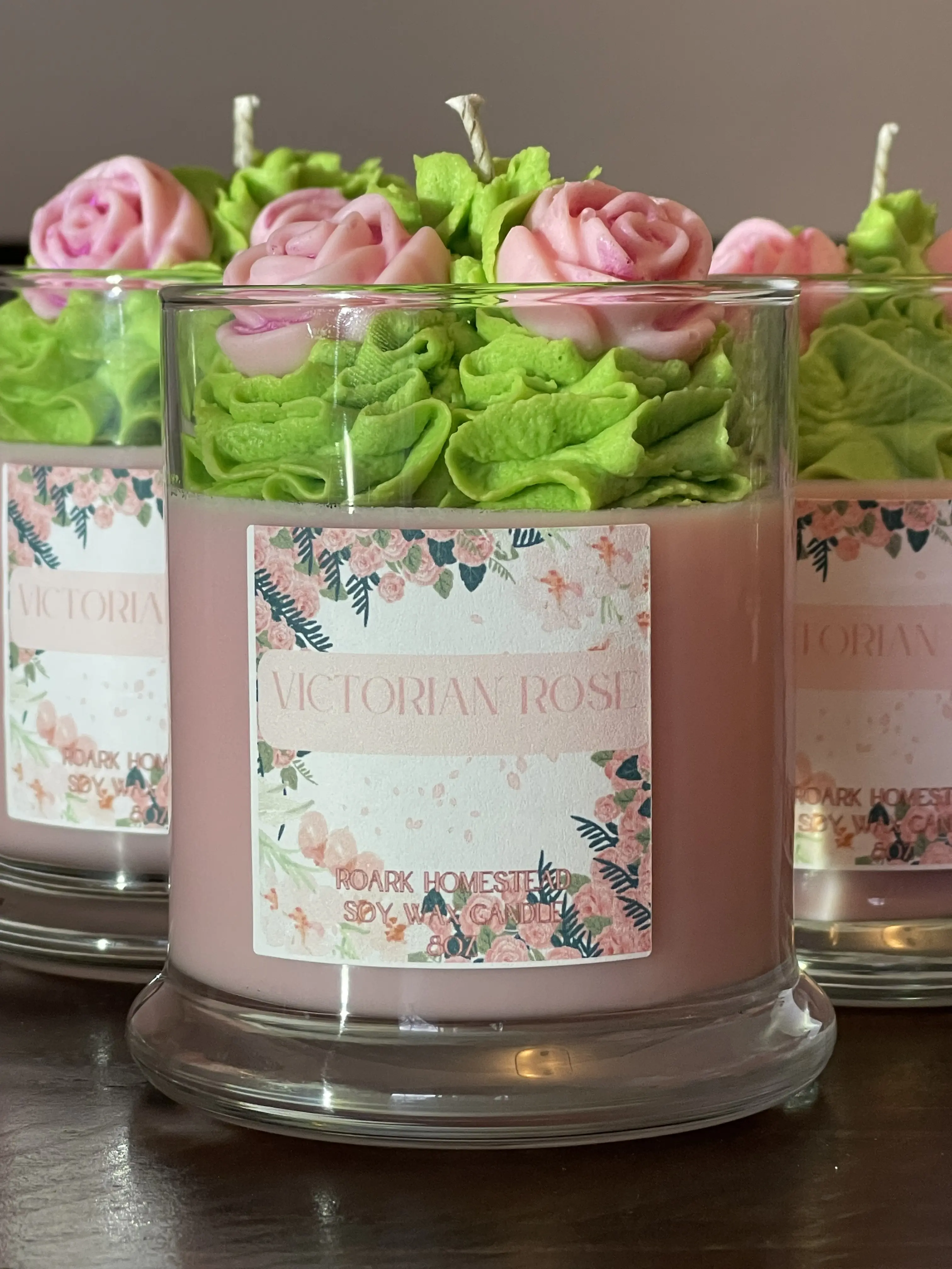 Victorian Rose Soy Wax Luxury Candle 8oz