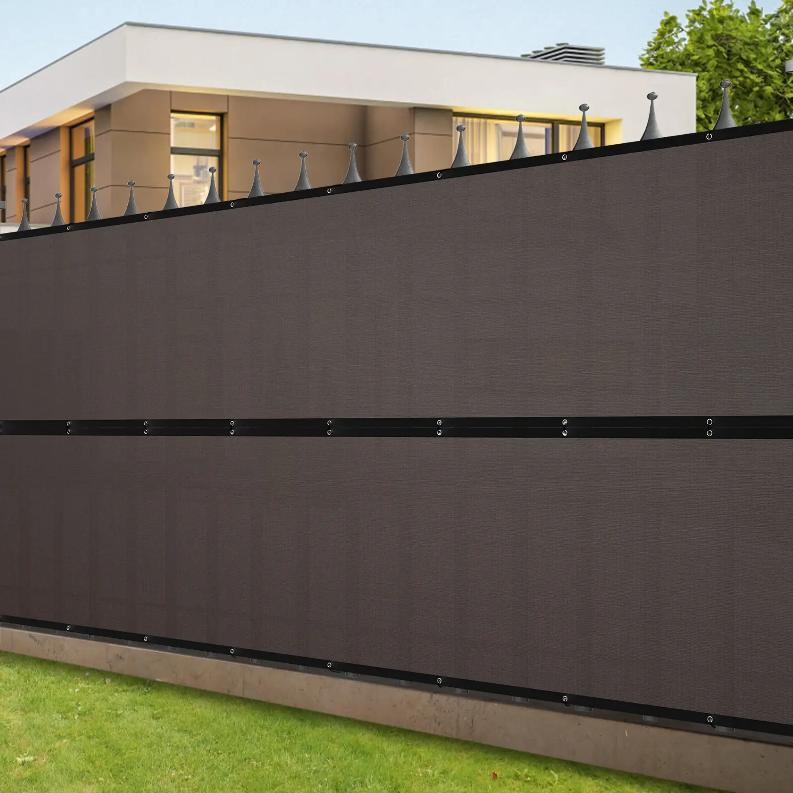 Fence Privacy Screen, 6' x 50' Windscreen Fencing Shade Cover with Grommets for Wall Outdoor Garden Patio Yard Pool Deck Balcony, Brown